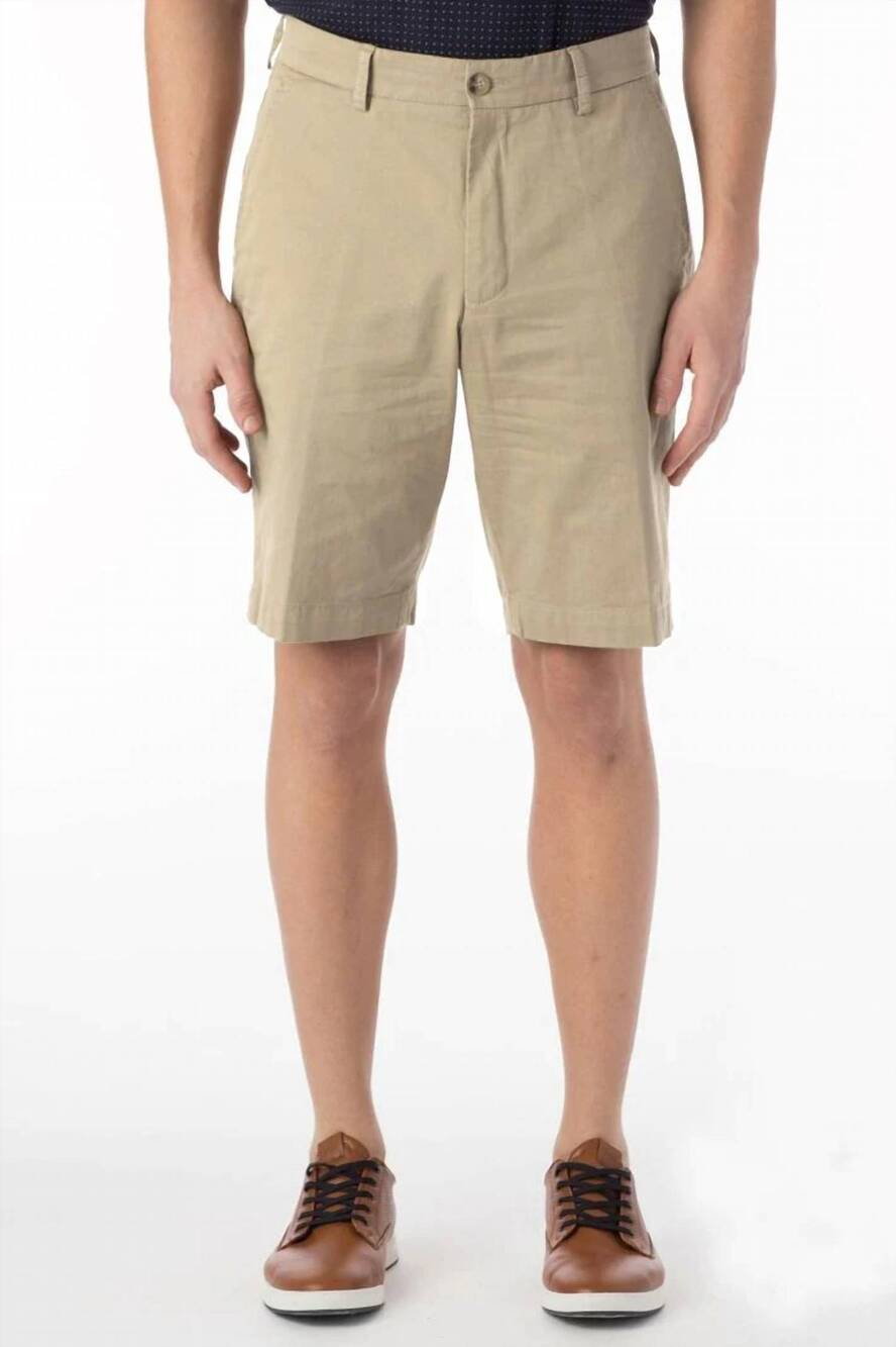 NEW BALLIN broken twill stretch cotton shorts in tan